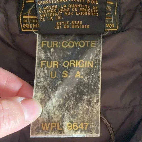 Eddie Bauer  vintage Coyote fur trim leather down coat - Picture 12 of 15